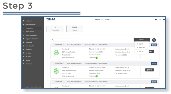 Batching out from the Valor Portal- Step 3