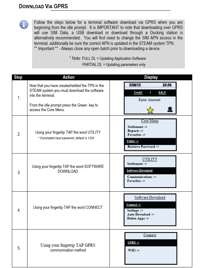 Download Via GPRS Step 1
