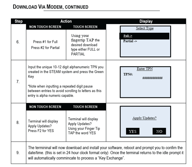 Download Via Modem Step 2