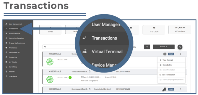 Merchant Portal- Transactions