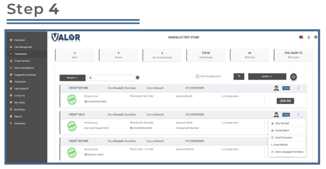 Valor Portal- Issue Multiple Partial Refundes- Step 4