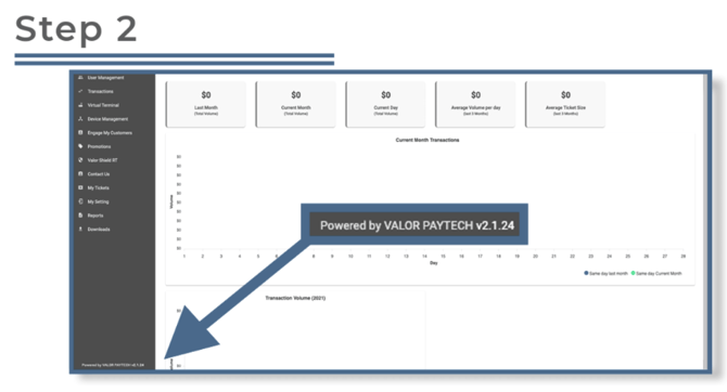 Valor Portal- Locate Valor Paytech Software Updates- Step 1