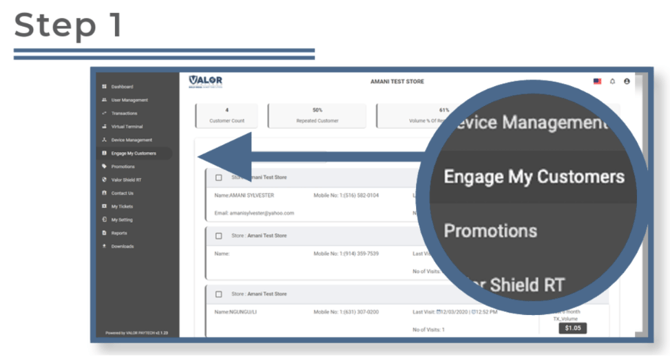 Valor Portal- Navigating Engage my customer- Step 1