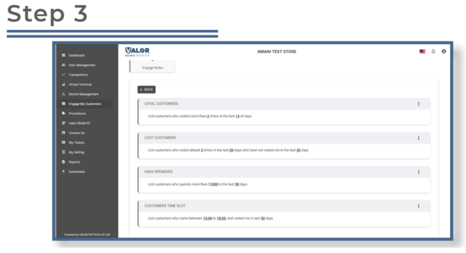 Valor Portal- Navigating Engage my customer- Step 3