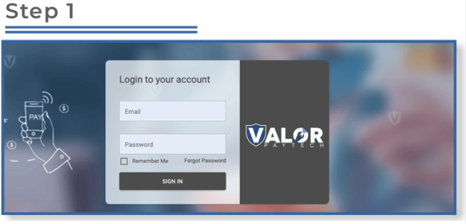 Valor Portal- Recurring payment Step 1