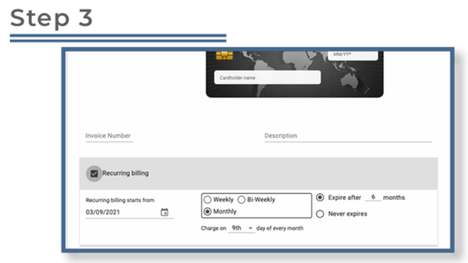 Valor Portal- Recurring payment Step 3