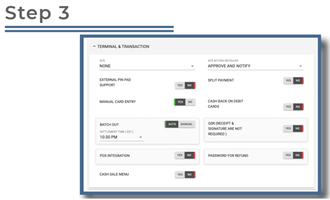 Valor Portal- Set AVS Rules Step 3