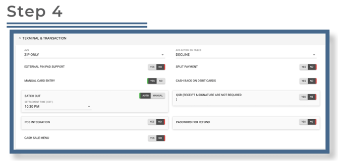 Valor Portal- Set AVS Rules Step 4
