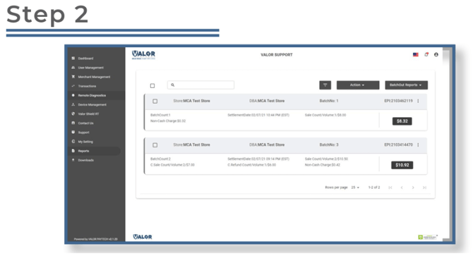 Valor Portal- Where to find reports Step 2