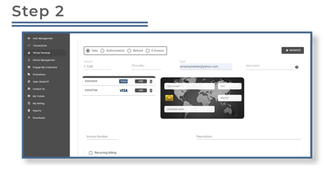 Valor Virtual Terminal Deleting Tokenized Cards Step 2